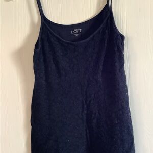 LOFT Black Lace-Textured Cami with Adjustable Straps